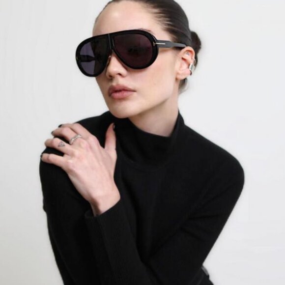 New Tom Ford Troy FT0836 52B Sunglasses Dark Havana Aviator Frame, Smoke Lenses - Picture 3 of 11